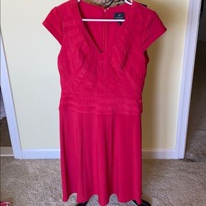 Adrianna Papell red mesh panel jersey dress